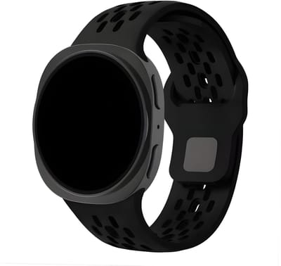Innerlight® Sport+ - Zwart - Smartwatchbandje geschikt voor Samsung Galaxy Watch 8 - Siliconen Smartwatchbandje met ademende gaatjes - Smartwatchband geschikt voor Samsung Galaxy Watch 8 44mm / Samsung Galaxy Watch 8 46mm / Classic
