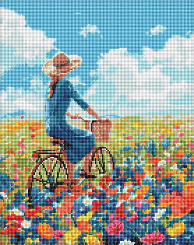 Diamond Painting - A trip in flowers - Fietstocht door de bloemen - 40cm x 50cm