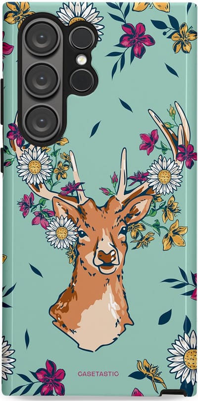 Casetastic Hoesje Geschikt voor Samsung S23 Ultra - Stijlvolle Beschermende Duo-layer Case - Gewei bloesem