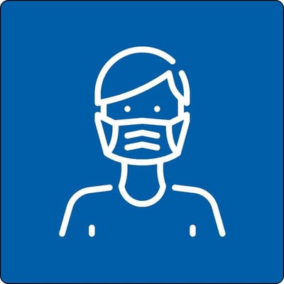 Vloerpictogram “mondkapje verplicht” - Wit & Blauw - 20 cm x 200 mm x 0,99 mm- Vlak - Polyvinylchloride (PVC) - 0,99 mm - Voor binnen
