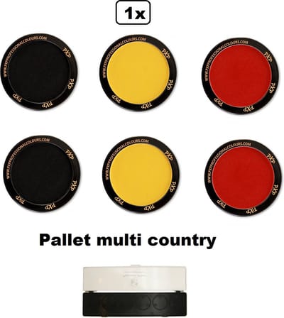 1x Palet Multi color set Country PXP Professional Colours zwart/geel/rood - 6x 10 gram - Schmink Belgie festival thema feest Duitsland kids verjaardag party