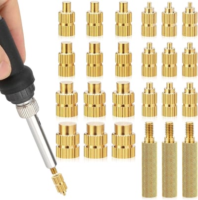 Verwarmd Draad, Soldeertips en Smeltmiddel voor Draadinvoegen M2 tot M8, 3D Printer Accessoires, Compatibel met 900M en Weller ST, Hoogwaardige Messing Materialen