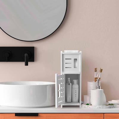 Toiletrolhouder met opslag - chroom, achter toiletkast - Aojezor