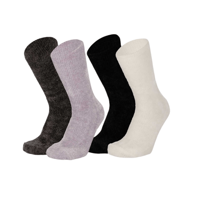 Morethansocks - Dames bedsokken - Chenille - 4-Pack - Bedsokken dames - Warme sokken