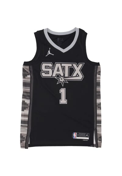 Basketbaltanktop voor heren Nba Statement Edition 2022 Dri-fit Swingman Jersey nr. 1 Victor Wembanyama Sanspu zwart/fit zilver