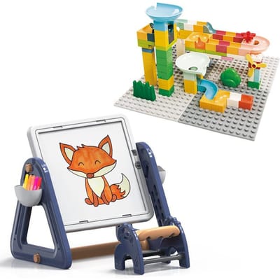 Multifunctionele Bouwsteen Tafel voor Kinderen Opvouwbaar Tekenbord Veranderende Jongens Speeltafel Educatieve Tafel en Stoelen voor Baby Meisjes 35*28*18cm