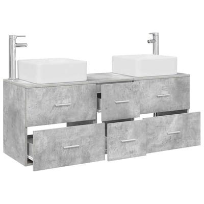 vidaXL - Badkamerkast - set - 3 - st - Betongrijs - 49,5 - x - 41 - x - 63 - cm - Bewerkt - hout