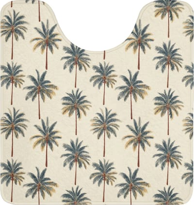 WC mat met uitsparing 55x60 cm - Antislip - Palmbomen - Tropisch - Groen - Toiletmat met uitsnijding - Vloermat - Douchemat - Toilet tapijt - Toiletmatten