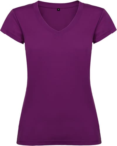 Dames V-hals getailleerd t-shirt model Victoria Paars maat 2XL