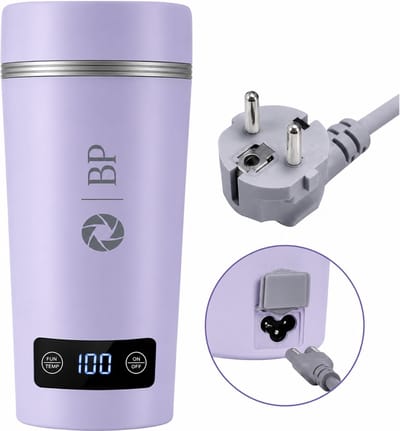BP® Draagbare Waterkoker - Mini Waterkoker - Kleine Waterkoker - Reis Waterkoker - Camping Waterkoker - Met Temperatuurregeling - Roestvrij Staal - Lila