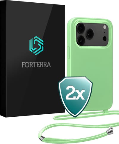 Hoesje Geschikt voor iPhone 17 Pro Case Siliconen Hoes Met Koord - Hoes Geschikt voor iPhone 17 Pro Met Telefoonkoord Hoesje Backcover - Groen - 2 PACK