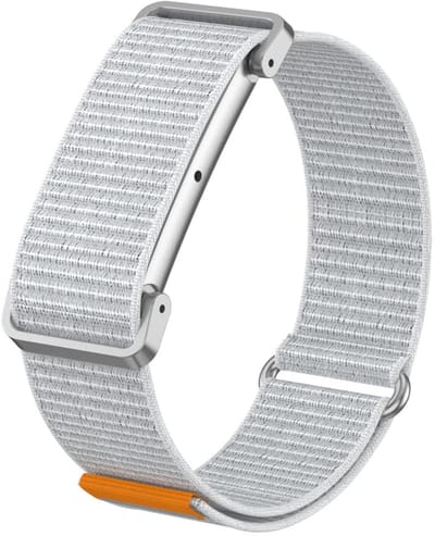 Strap-it Nylon Bandje met Frame Geschikt voor Fitbit Air - Horlogebandje - Sportband - Klittenbandsluiting - Comfortabel & Ademend - Grijs (Zeeschelp)