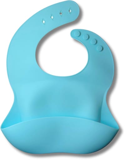 JGR Baby Slabbetje - Lichtblauw - Voedselveilig Silicone - Handig Opvangbakje - Verstelbare Sluiting - BPA-vrij - Eenvoudig Schoon te Maken