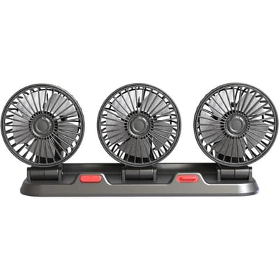 3-kops autoventilator Draagbare luchtkoelventilator Stille elektrische ventilator 360 graden rotatie met 2 windsnelheden Telefoon USB zwart