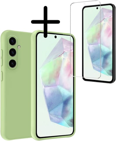 Hoesje Met Screenprotector - Geschikt voor Samsung Galaxy A36 - Sterk & Shockproof - Back Cover - Siliconen Case - Telefoon Hoes - Groen