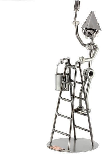 Metalen beeld - Schilder op ladder - Beroepen - Moerenbeeldje - 23x8x6 cm - by Rawa