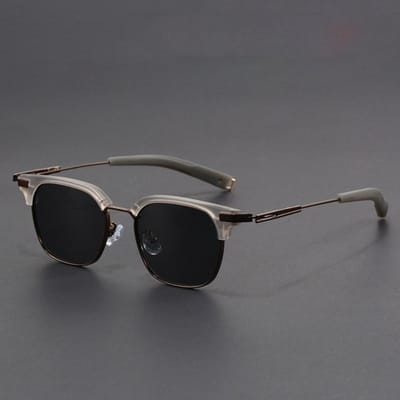 Lunettes de soleil Monture Métal Intemporelle Demi-cadre Pour Hommes Pour Femmes Style Vintage Rivet Petites Lunettes Élégantes Masculines Populaires Couleur Noire Anti-reflets