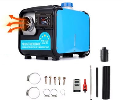DrPhone ThermaFlow 8000X - LCD - 12V Kachel 8kw Tot 1kw - Diesel - Verwarming Auto Kachel afstandsbediening - Zwart/blauw