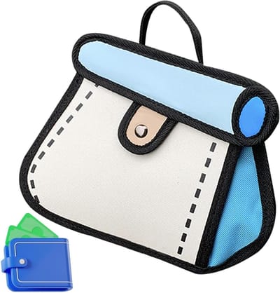 2D tekentas - Stripes tas - Tekenen en reizen - Waterdicht materiaal - 18 x 23 x 9 cm - Blauw