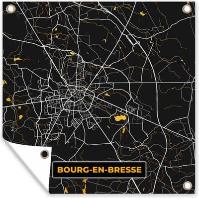 Tuin poster Kaart - Plattegrond - Frankrijk - Bourg-en-Bresse - Stadskaart - 200x200 cm - Tuindoek