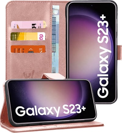 Hoesje geschikt voor Samsung Galaxy S23 Plus - Book Case Kunstleer Pasjeshouder Roségoud