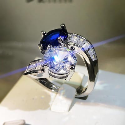Individuele Minderheid Mix Kleur Helder Luxe Luxe Luxe Gevoel Geplateerd Platina Ring Opening adjustable gray