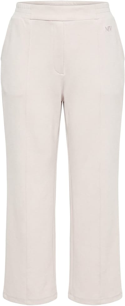 Ulla Popken - Dames - Sweatpants wijde rechte pijp biezen elastische tailleband - Grijsbeige - Maat 50+