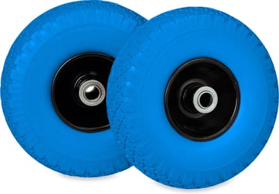 steekwagenwiel - 3.00-4 - set van 2 - massief PU rubber - anti-lek - 100 kg - zwart-blauw