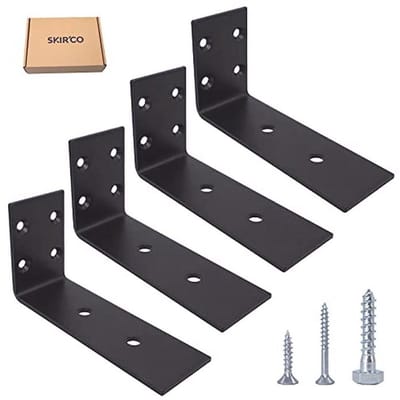 Pack van 4 Zwarte L-vormige Hoekbeugels - Metalen Verbinding en Schroeven Inbegrepen