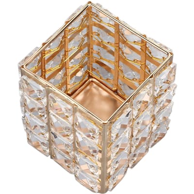 Boîte de rangement en cristal style européen Boîte à bijoux et bibelots en cristal Organiseur carré pour boucles d'oreilles et bagues Pour offrir Maison or