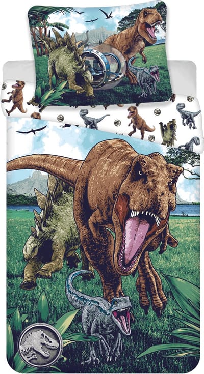Jurassic World Dekbedovertrek 3 dino's 140 x 200 cm Katoen