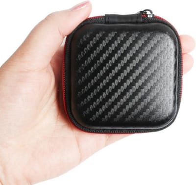 Oortjes Zipper Case – Carbon Zwart – Opbergtas met Rits – 7.5*7.5 cm