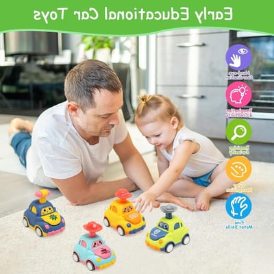 Educatief Driewielig Speelgoed Voertuig voor Kinderen van 1-3 Jaar, Druk-en-Loop Speelset, Perfect Cadeau voor Jongens en Meisjes
