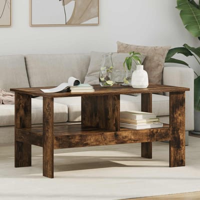 vidaXL - Salontafel - Rook - Eiken - 90 - x - 50 - x - 45 - cm - Bewerkt - hout