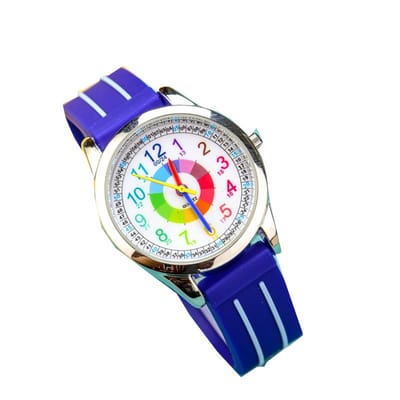 Kinderhorloge Regenboog – Jongens – Meisjes – Analoge Wijzers – Blauw