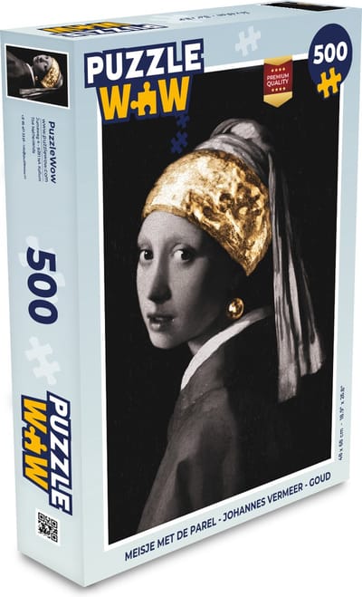 Puzzel Meisje met de parel - Johannes Vermeer - Goud - Legpuzzel - Puzzel 500 stukjes