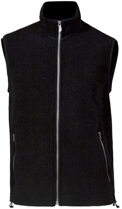 Ivanhoe mouwloos vest Kurre Full Zip Black voor heren van wol - Zwart