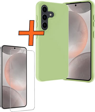 Hoes - Met Screenprotector - Geschikt voor Samsung Galaxy S24 - Sterk & Shockproof - Back Cover - Siliconen Case - Telefoon Hoes - Groen