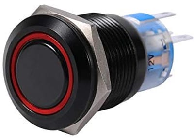 Dailygoody - Waterdichte Drukknop Schakelaar - 19mm - Zelfvergrendelend - Zwart met Rode Indicator - Voor Elektronische Toepassingen - 12V