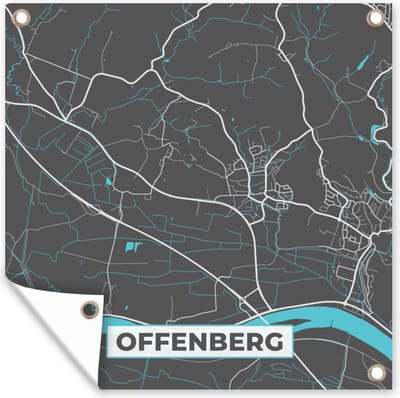 Tuin poster Stadskaart – Offenburg – Duitsland – Plattegrond – Kaart - 200x200 cm - Tuindoek