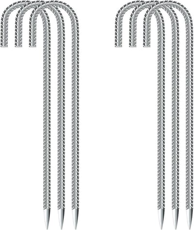 6 stuks grondpalen, tentharingen, grondankers, grondanker, zware belasting, J-haken, tentnagels, trampolinehaken voor het beveiligen van hek, tenten, luifels, camping, trampoline, tuinpalen