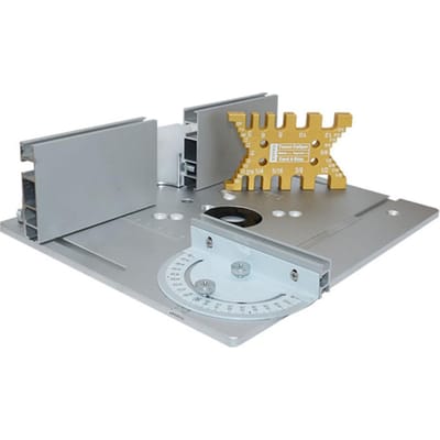 Set van 4 freestafelinzetplaten aluminiumlegering houtfrees flipboard-trimmachine Set of 4 zilver