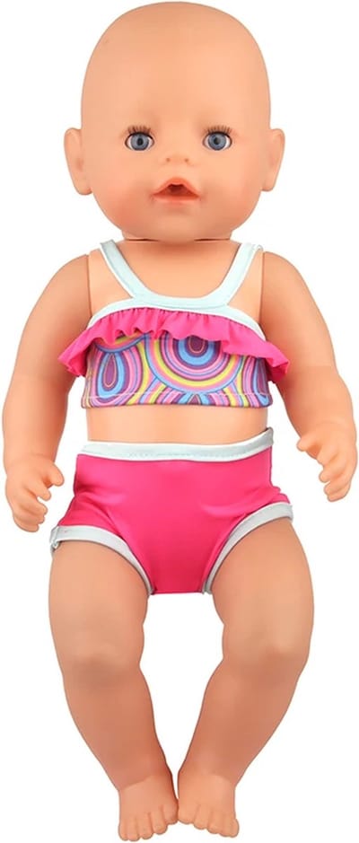 Vrolijke bikini voor de pop - Poppenkleertjes voor Pop 43 cm - Badpak - Geschikt voor o.a. Baby Born - Tweedelig
