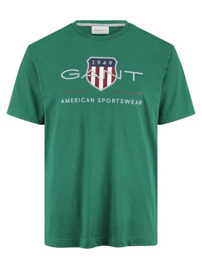 Shirt ronde hals 100% katoen Van GANT groen