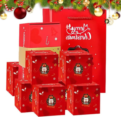 Kerst spaarpot - Feestelijke houder - Cadeaus presenteren - Springend aandenken - 12 cm - Rood