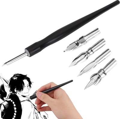 Kalligrafieveren, kalligrafieveren, manga-veren, kalligrafieveren met 1 penhouder en 5 veren voor wenskaarten, bedrijven, kalligrafie schrijven