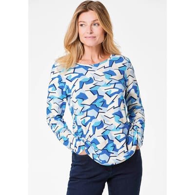 Shirt met lange mouwen en opvallend patroon - blauw / gedess. - Gr. 38 van Goldner Fashion