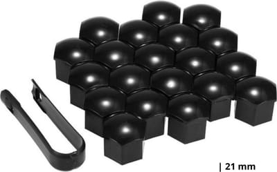 Knaak Wielmoerkapjes 21 mm - Zwart Glans - Set van 20 Stuks - Inclusief Verwijdertool - Universeel