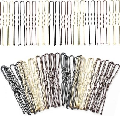 Haarspelden Set - U-vorm Clips - Haar Stylen - Met Ronde Eindjes - 6 cm - Zwart Bruin Goud