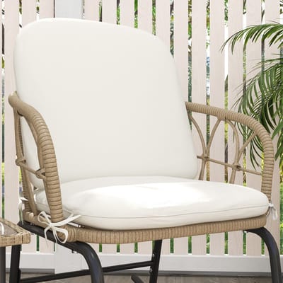 Wishdor - 3-Delige Rotan Schommelstoelset - 2 Schommelstoelen En Bijzettafel - Met Kussens - Voor Tuin En Terras - Geel